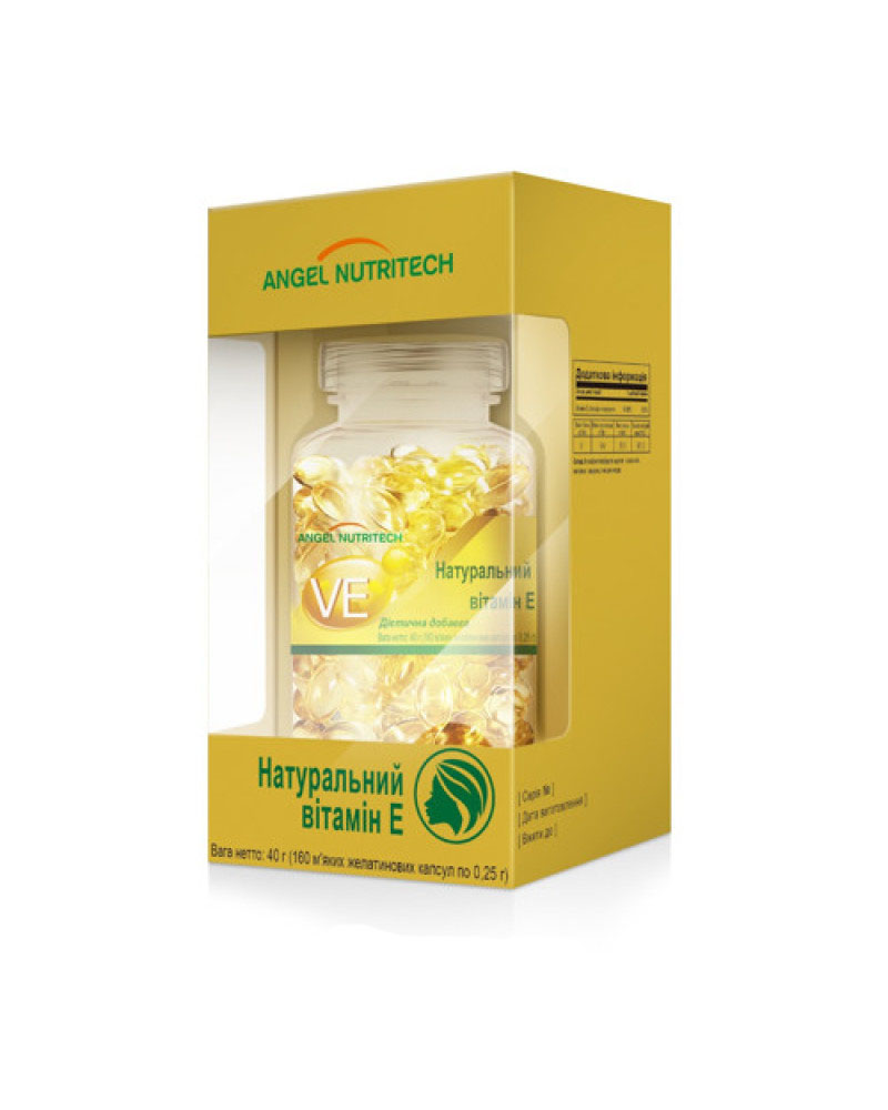 Натуральный витамин Е, Angel Nutritech, 160 капсул по 0,25 г. - купить ...