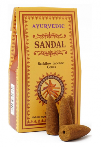 Пахощі Ayurvedic BACK FLOW CONES SANDAL Конуси Сандал, 30 грам - 1 Пахощі Ayurvedic BACK FLOW CONES SANDAL Конуси Сандал, 30 грам - 1